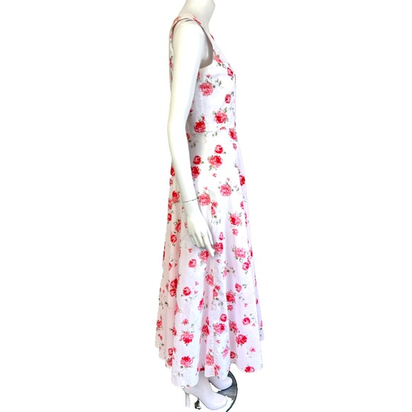 Laura Ashley Dress Womens Size Medium 8 Midi A-Line White Red Sleeveless EUC - Picture 6 of 8